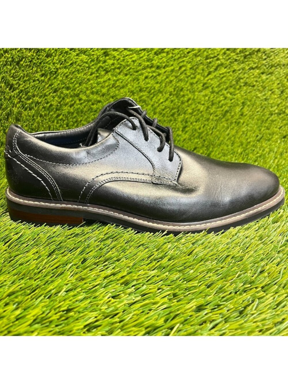 Nunn Bush Westfield Mens Size 8 Black Classic Plain Toe Oxford Dress Shoes